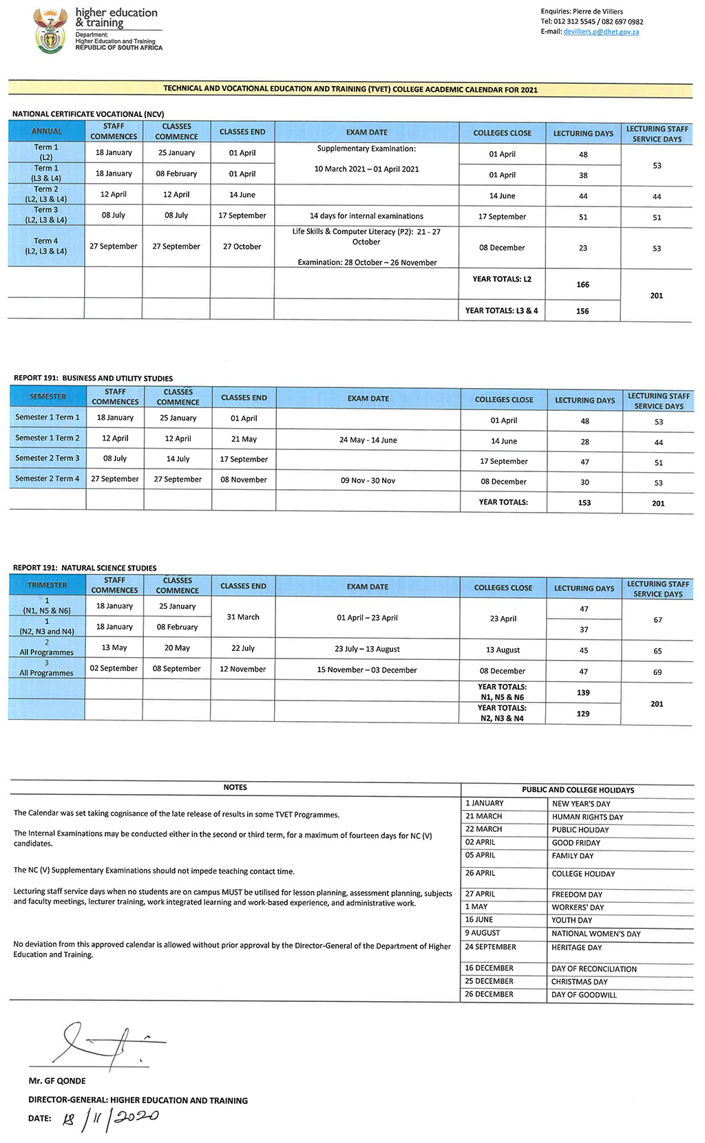 2021 TVET Calendar